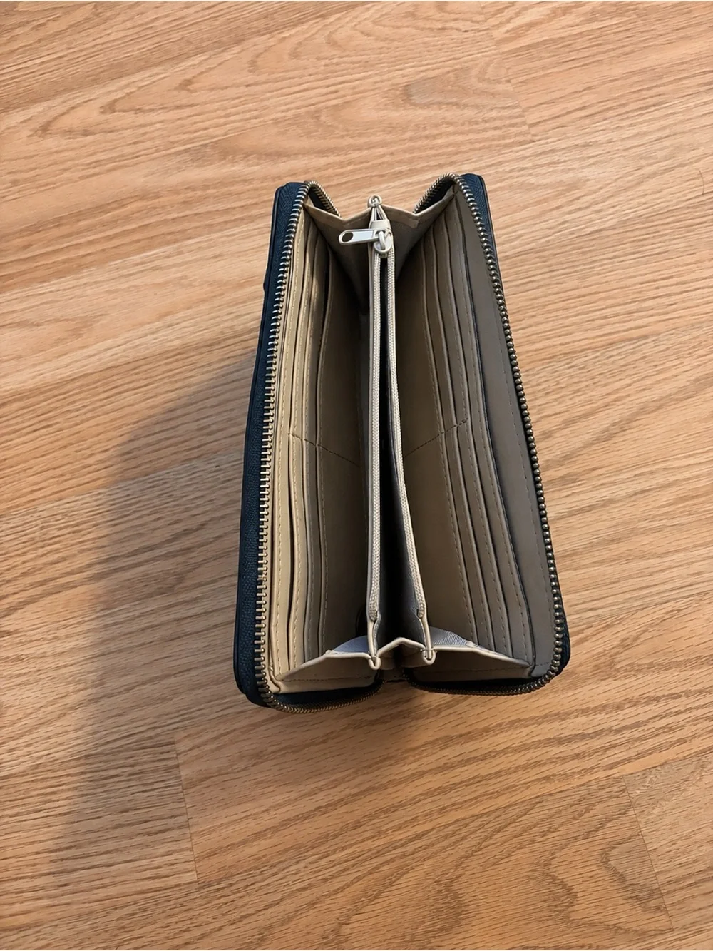 Nine West Black Long Zip Wallet with Gold Plaque
